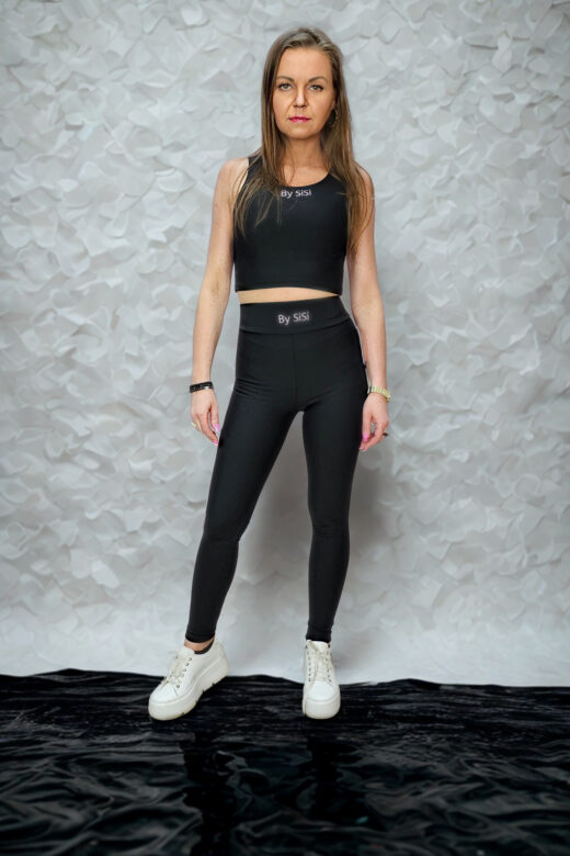 Komplet legginsy i top prążek czarny
